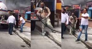 Tres personas resultaron con quemaduras tras incendiarse tanque de gas en Santiago