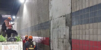 Se desprende cerámica del túnel de la 27 entre Winston Churchill y Abraham Lincoln