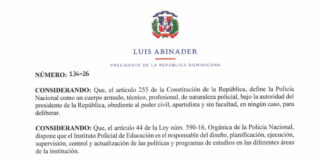 Presidente Abinader designa nuevo subdirector e inspector general de la Policía Nacional y dispone ascensos y retiros