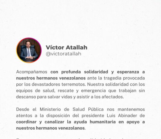 Ministerio de Salud Pública expresa solidaridad con Venezuela tras devastadores terremotos