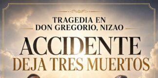 Tres jóvenes pierden la vida en accidente de tránsito en Don Gregorio, Nizao